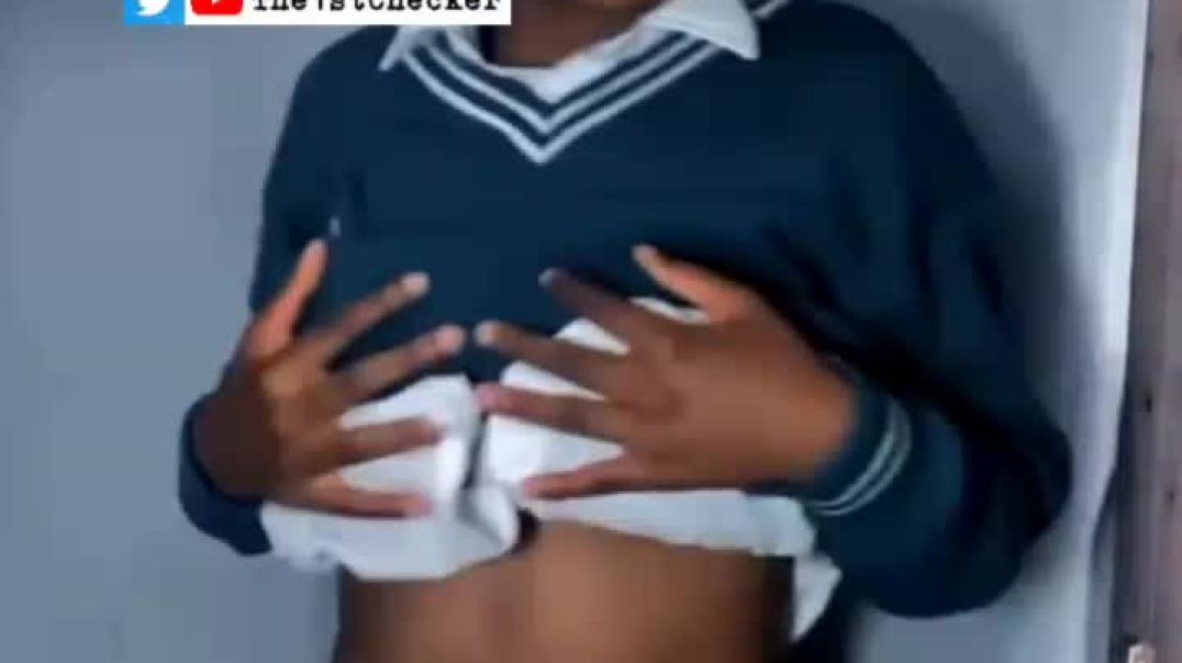 Naughty School teen flashes boobs in school uniform