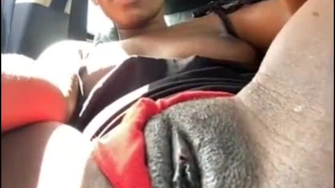 Curvy Mzansi teens Musterbating in a Taxi