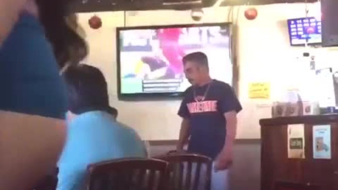 ⁣Naked waitress in bar
