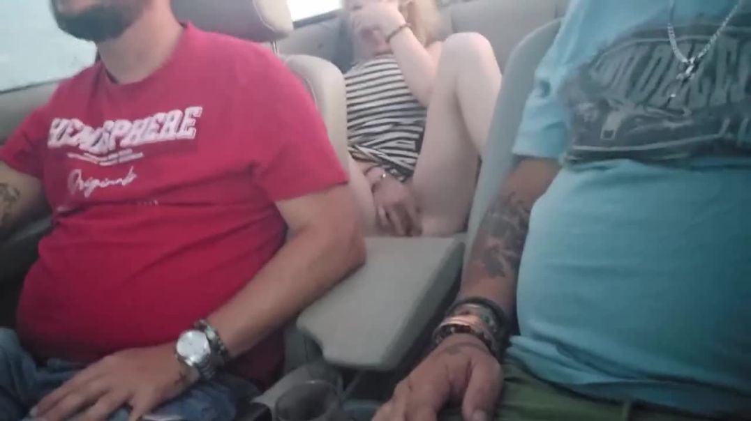 College girl dared to masturbate in the back of convertible with the top down